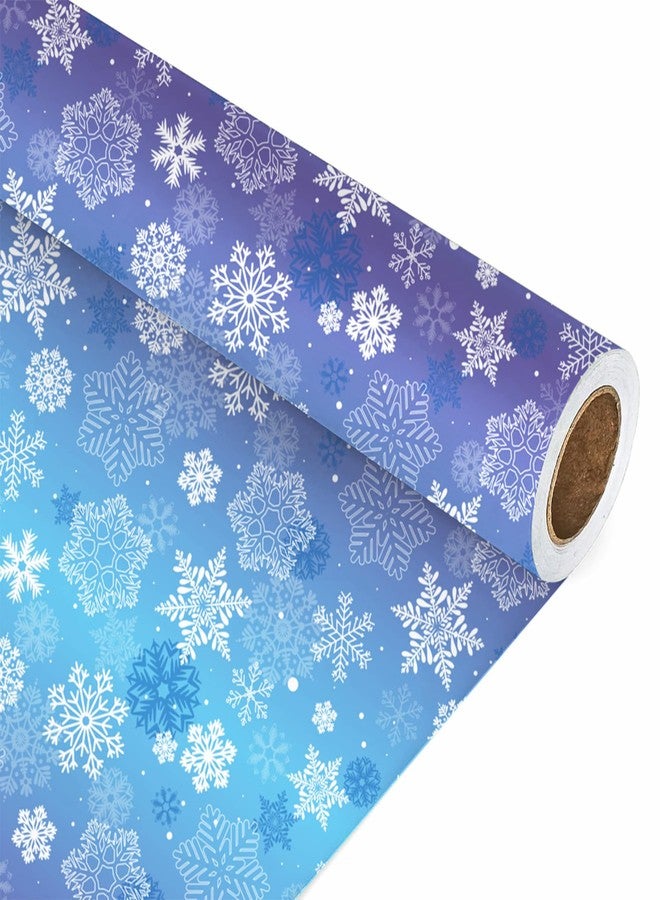 Whaline Winter Snowflake Wrapping Paper - Mini Roll - 17 In x 32.8 Ft Winter Snowflake Blue Purple Gift Wrap Paper For DIY Art Crafts Xmas Birthday Baby Shower Party Supplies - Image 1